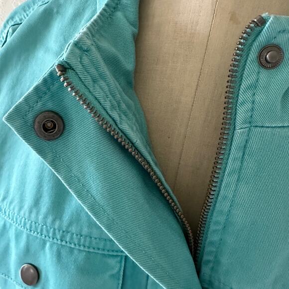 CHRISTOPHER & BANKS | Womens Aqua Cotton Twill Jacket NEW Size XL Snap Blazer - Picture 5 of 11